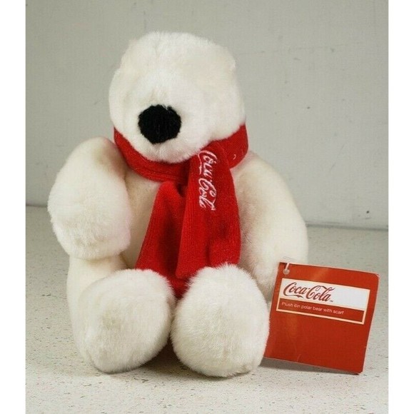 Coca-Cola 6" Polar Bear With Scarf Original Coca-Cola Stuffed Plush 2011 - Picture 1 of 12